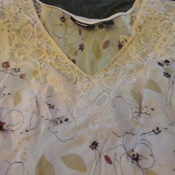 PINK FLORAL EXPRESS CAMI SLEEVELESS LACE SHIRT SIZE 8 - Picture 1 of 8